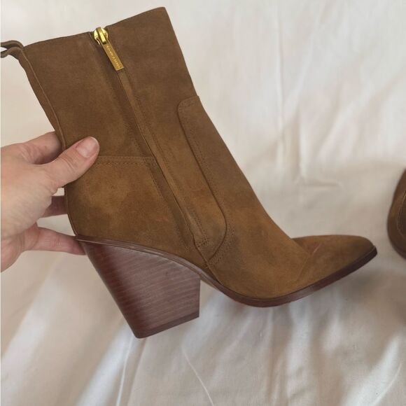 Veronica Beard Women’s Logan Suede Booties Brown Tan Hazelwood Size 6 - Picture 8 of 11